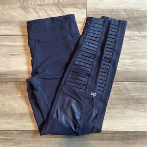 ALO Yoga 7/8 High-Waist Moto Legging, Navy, Size Medium